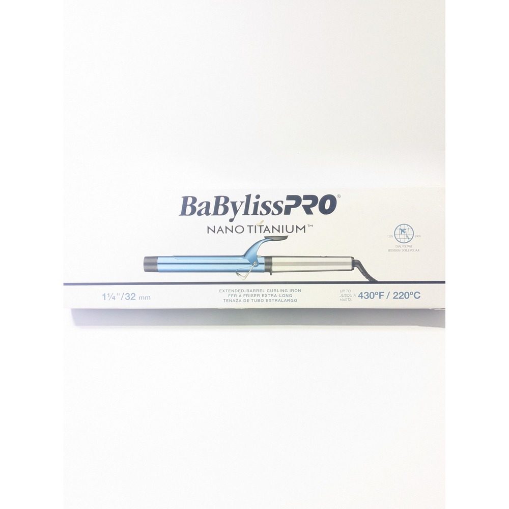 BaBylissPRO Nano Titanium Extended Barrel Curling Iron Blue 1.25 Inch XL Barrel